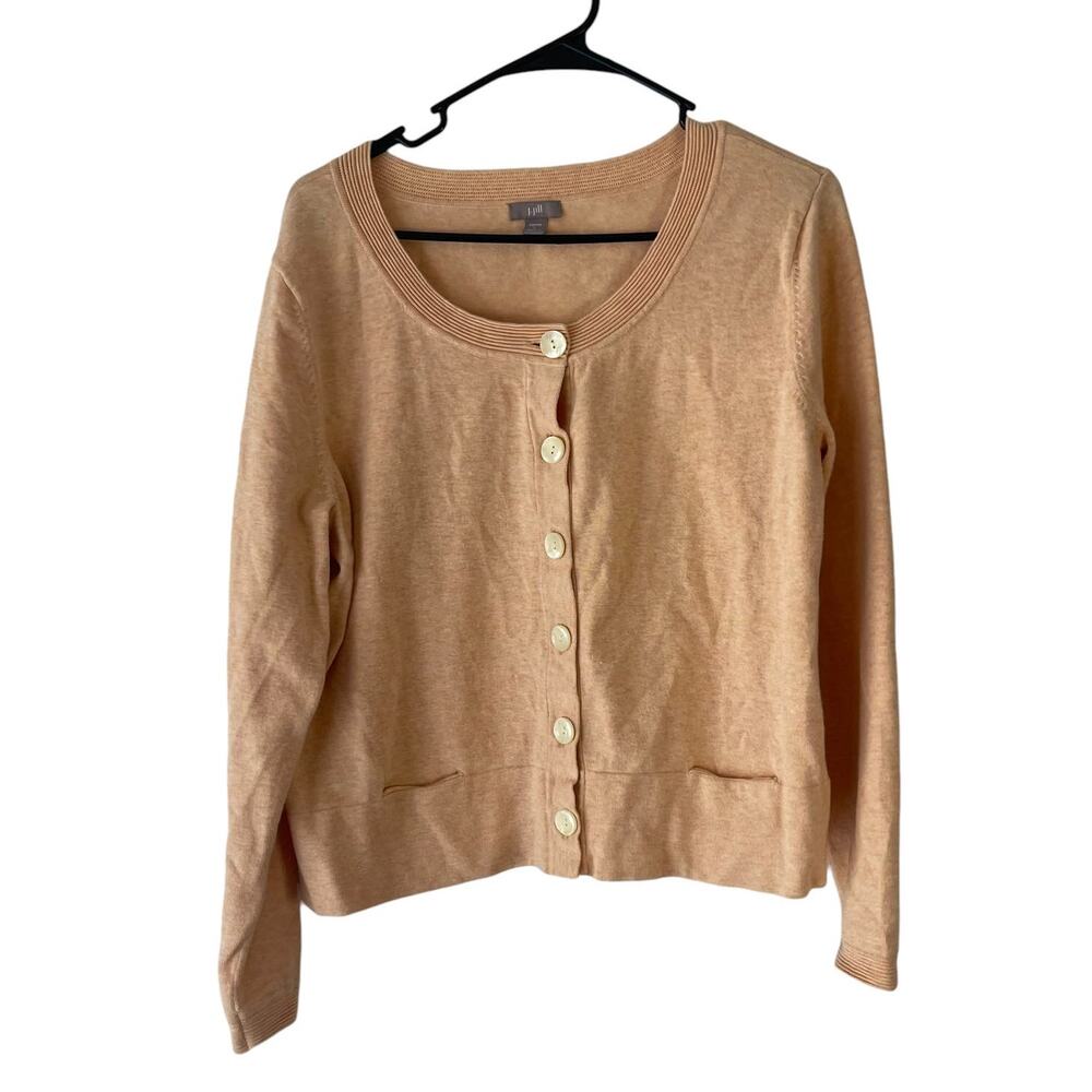 J. Jill Women's Size Large Light‎ Orange Button Cardigan Sweater
